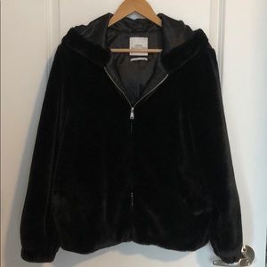 Urban Outfitters Black Faux Fur Coat